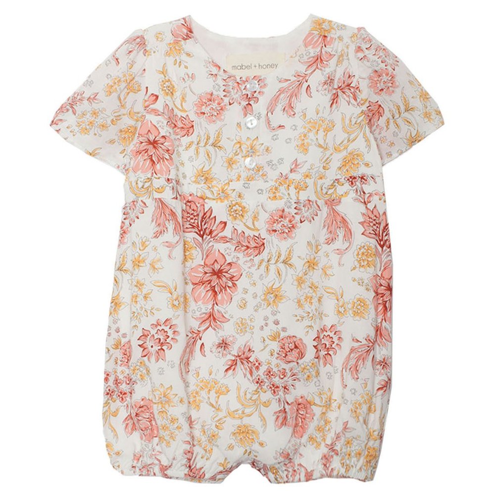Mabel + Honey NWT Pink Floral Baby Girls Romper